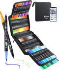 AEDAGA 100 Colors Numbered Dual Tip Brush Pens with Free App, Fine and Brush Tips Pens for Adults, Coloring Markers for Coloring Book Bullet Journaling Note Taking Planner Hand Lettering
