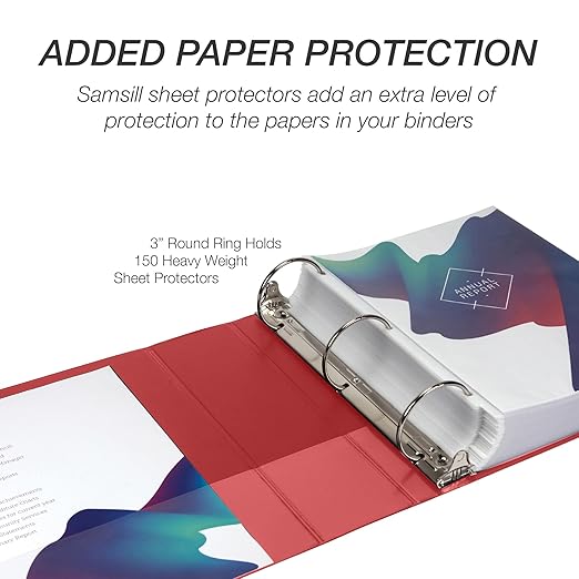 Samsill 3 Inch 3 Ring Binders, Made in USA, Economy Round Ring, Clear View Cover, 550 Sheet Capacity - for School, Home, Office - Red, 12 Pack