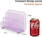 gianotter Mail Organizer Countertop, Metal File Holder with 3-Slot, Purple Desk Accessories & Workspace Organizers (Purple)