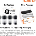 Shuttle Art Permanent Markers, 70 Pack Black Permanent Marker set,Fine Point, Works on Plastic,Wood,Stone,Metal and Glass for Doodling, Marking