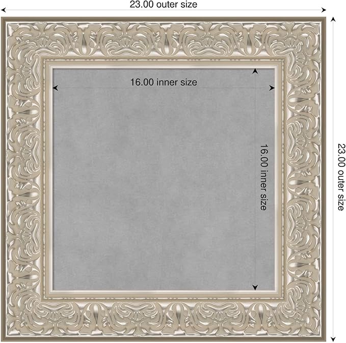Amanti Art Silver Framed Magnetic Board 23x23 Small Vision Board for use with Magnets, 100% Metal Sheet to Display Items as Office Decor or for Home Organization in mudroom, Kitchen or Kids Room