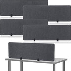 Yaomiao 4 Pack Acoustic Desk Divider Soundproof Desk Privacy Panel Freestanding Partitions Sound Absorbing Divider for Office Reduce Noise and Visual Distractions 47.3" x 16"(Dark Gray)