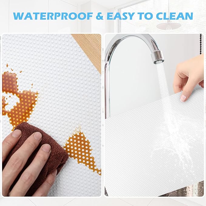 MooiFun Drawer Liners, Waterproof Shelf Liner, Anti-Slip Non-Adhesive BPA Free Kitchen Cupboard Cabinet Liner Refridge Fridge Mats Sink Protector Strong Durable for Home (White/19.7in x 20Ft)