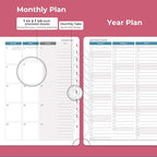 IN-LUXPRO Planner 2026 Daily Weekly and Monthly,8.5"x6.5",12 Months Spiral Bound Calendar Agenda with Self-adhesive Pen Holder,2026 Appointment Book with Vegan Leather Soft Cover,Rose Red