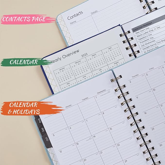 Academic Planner 2025-2026, Weekly and Monthly Calendar Planner, July 2025 - June 2026, 6.4" x 8.5", Faux Leather Cover Yearly Teacher Student Planning Agenda Book with Tabs, Pocket, Notes (Purple)