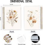 JWVK Fall Wildflower Spiral Notebook, Vintage Boho Neutral Floral Notebooks for Note Taking, Cottagecore Wild Flower Botanical Journal for Writing, Flower Office Supplies, 5.5x8.3 Inch
