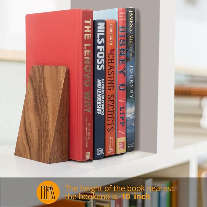 DRELIFAM Walnut Book Ends Heavy Duty Handmade Bookends for Shelves Book Ends Decorative to Hold Heavy Books (Walnut Wood Small)