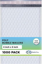 White Small Bubble Mailers 4x8 Inch #000 | Thick Padded Poly Bubble Mailer Envelopes | Waterproof Mailing Envelopes | 1000 Pack Bulk | Trading card sports Card Shipping