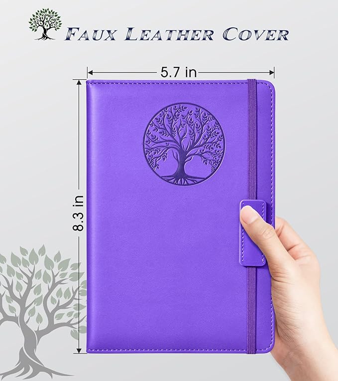 Biuwory Lined Journal Notebook for Women Men,256 Pages A5 Hardcover Leather Journals for Writing,Travel,Business,Work & School,College Ruled Notebooks for Note Taking,Diary Notepad 5.7"×8.3" purple