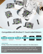 6-Pack Label Maker Tape 12mm 0.47" Black Tze-335 Replacement for Brother P Touch Label Tape TZe335 TZ-335, Compatible with Brother Ptouch PT-D210 PT-H110 PT-D220 PT-D400, White on Black