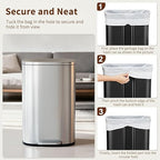 PayLessHere 13 Gallon (50L) in Home Recycling Bin Kitchen Stainless Steel Recycling Bin with Lid Removable Inner Bucket Foot Pedal Soft Close for Office Home Kitchen Garbage Can Trash Bin
