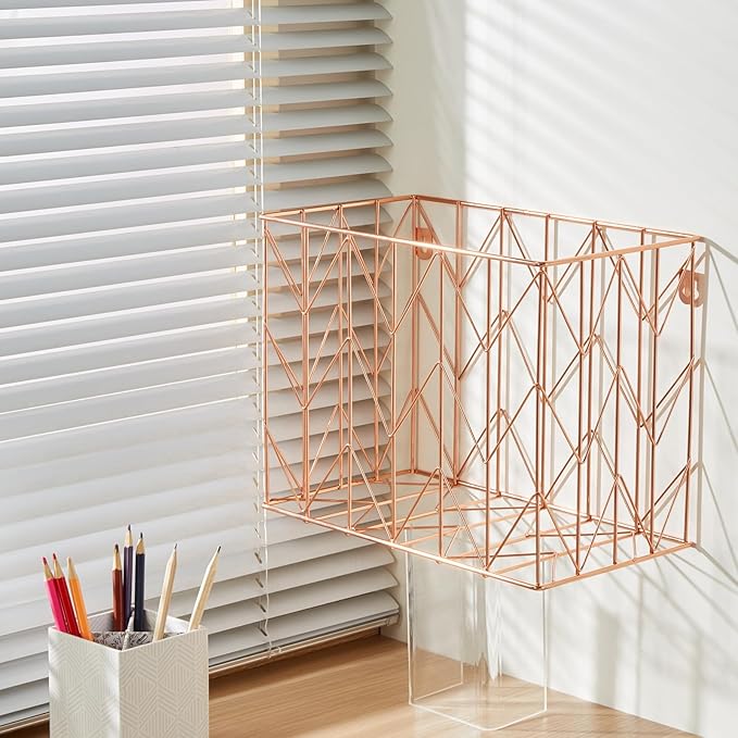 Fei Bi Hanging File Organizer, File Organizer, File Box, Rose Gold File Box, File Storage, equipped with 12 letter sized hanging folders