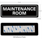 Maintenance Room Sign, Premium Durable Acrylic Material, Super Strong Adhesive, Quick Installation, Suitable for Your Home and Business (9 × 3 Inches, Black)