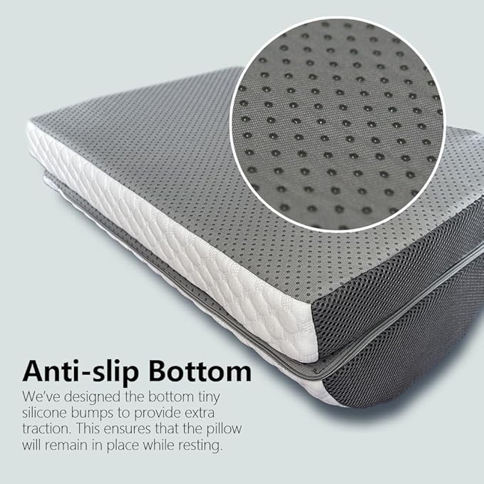 BlissfulNest Foot Rest Pillow for Under Desk at Work Office Footrest High Density Memory Foam Cooling Fabric Height Adjustable Foot Elevation Firm Feet Rest