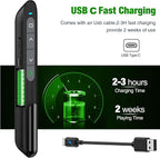 Green Wireless Presenter Remote Presentation Clicker for PowerPoint, Slide Advancer for Mac Laptop Computer Office Class