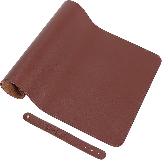 Wolaile PU Leather Desk Pad Blotter 27x13 inches,Non-Slip Base Waterproof Surface Office Desk Mat,Large Computer Mouse Pad,Old Desktop Cover Decor,Brown