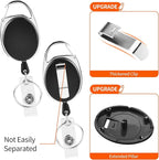 5 Pack ID Badge Holder,Badge Holder Retractable Clip with Carabiner Reel Clip and Key Ring for Men and Women