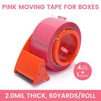 TAPEBEAR Pink Packing Tape with Dispenser, 1.88 Inch x 60 Yards Packaging Tape, 4 Refills Rolls Cute Decorative Moving Tape for Boxes, Shipping and Sealing