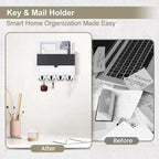 Lucundm Mail and Key Holder Wall Mount with Storage Drawer – Modern Wooden Mail Organizer for Wall Entryway, 7 Key Hooks & Chalkboard Panel – Stylish Home Decor for Apartments, Living Room, Office