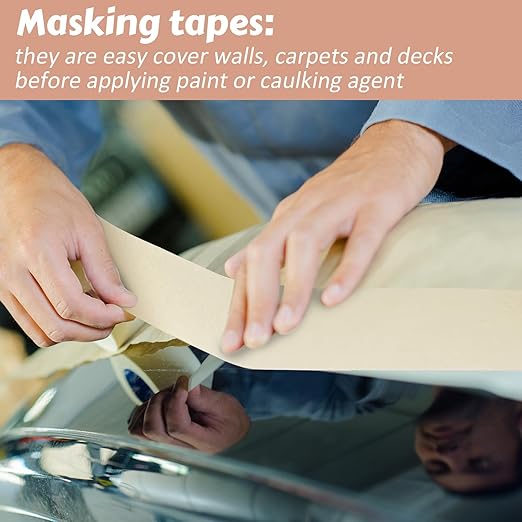 Fainne Masking Tape Bulk General Purpose Masking Painting Tape 55 Yards for Painting Home Office School Stationery Arts Crafts Basic Use, Easy Removal(3 Rolls,6 Inch)