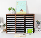 EasyPAG Wooden Literature Organizer with Adjustable Shelves, 27 Compartments Office Paper Organizer Storage 13500 Sheets Letter Size Paper, Student Mailbox for Classroom, Archaize