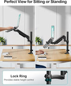 MOUNT PRO Laptop Arm Desk Mount, Single Monitor Stand with VESA Laptop Tray, Adjustable Lap Top Holder for Max 22lbs 17" Notebook & 32" Computer Screen, Swivel Notebook Bracket, Clamp on/Grommet Base