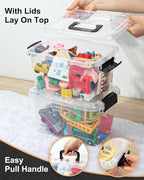 EOENVIVS Plastic Storage Bins 7 Quart-Storage Organizer Bins with Black Buckle Lids, Stackable Storage Bins with Lids for Home Office Kids Room Closet School Art Organization