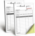 Thank You Receipt Book, 3.4x5.5" Handheld 2-Part Carbonless Sales Invoice Book, Invoice Pad with Cardboard for Small Boutique Business, (50 Sets * 2 Pack)
