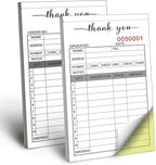 Thank You Receipt Book, 3.4x5.5" Handheld 2-Part Carbonless Sales Invoice Book, Invoice Pad with Cardboard for Small Boutique Business, (50 Sets * 2 Pack)