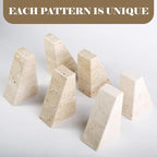 Karibiber Travertine Bookends for Heavy Books, Marble Decorative Bookends for Shelves, Heavy-Duty Stone Book Ends for Hardback Book & Cookbooks, Unique Book Stopper & Holder, Travertino Italy