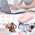 VssoPlor Wireless Mouse, 2.4G Slim Portable Computer Laptop Mouse with Nano Receiver Quiet Silent Optical Mice for Notebook, PC, Laptop, Computer-Pure Pink