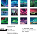 2026 Wall Calendar, Aurora Wall calendar 2026, 12" x 24" Opened, Thick Glossy Paper, Home and Office Organizer