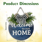 VPDTVK Welcome Sign for Front Door, Rustic Welcome Door Sign Outdoor Wreaths Decor for Spring Summer Autumn and Winter All Seasons Holiday Halloween Christmas(Blue)