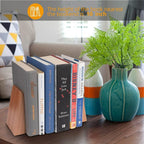 DRELIFAM Wood Handmade Heavy Duty Bookends for Shelves Decorative Book Ends to Hold Books for Office