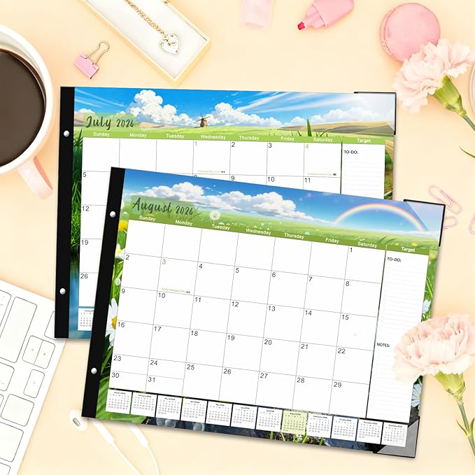 DIBAOLU Desk Calendar 2026,Large Desk Calendar 2026-2027 22x17,18 Month,January 2026 to June 2027,Suitable For Home, School Or Office, Monthly Planning Calendar,With Plastic Cover
