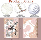 XKDOUS Hardcover Spiral Notebook with Tabs and Bible Tracker, College Ruled Notebook Journal, Church Notes Journal for Women, Bible Journal, Blank Notebooks for Work School Note taking, Pink