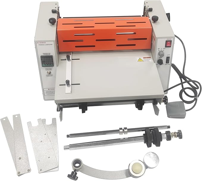 Yokoma 14.17in Electric Thermal Laminator with Steel Roller and Metal Structure, Commercial Hot/Cold Laminating Machine Paper Poster Single or Dual-Side Lamination with Toothing Cutter