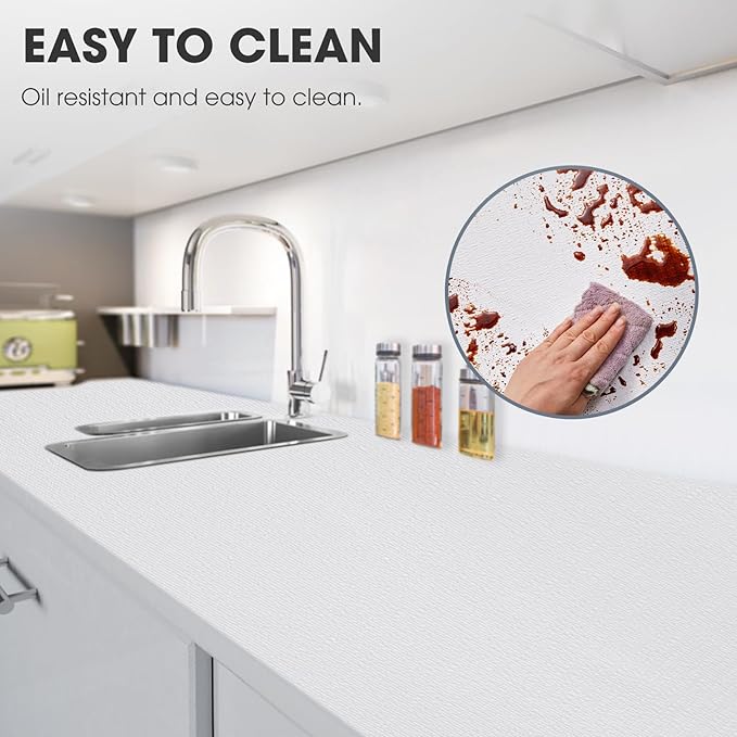 ALIUNI Drawer and Shelf Liner, Non-Slip Kitchen Cabinet Liners Non-Adhesive Thick Strong Grip Waterproof Washable Mats Protect Dresser Shelves Cupboard Bathroom Cabinets, White, 20 in X 10 FT
