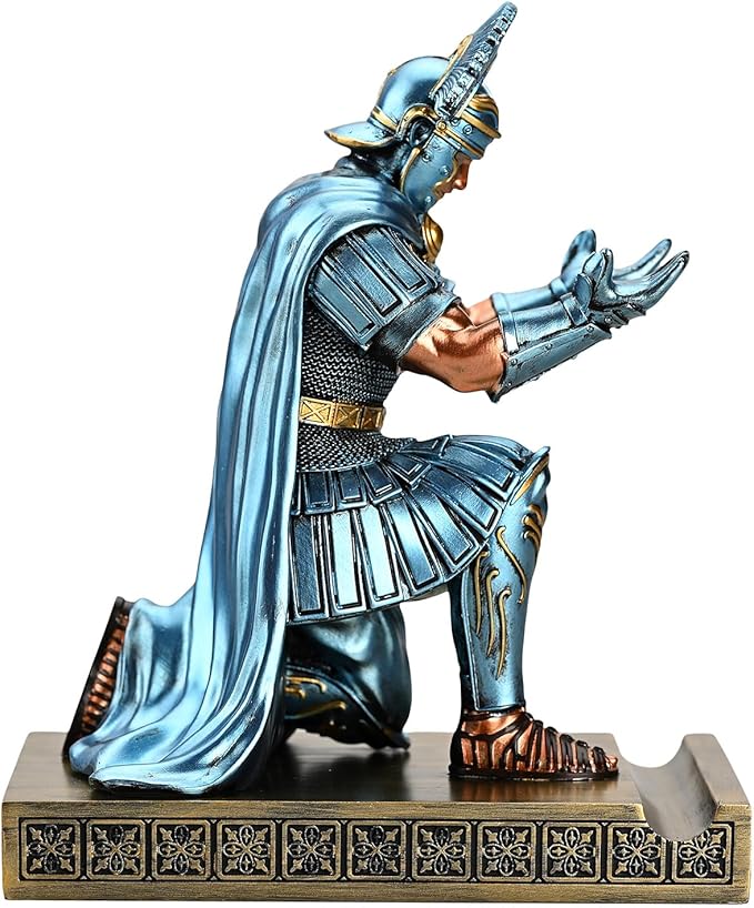 HDMbigmi Centurion Cloak Warrior Knight Pen Holder Mobile Phone Stand Desk Organizers and Accessories as Gift for Office and Home (Blue)