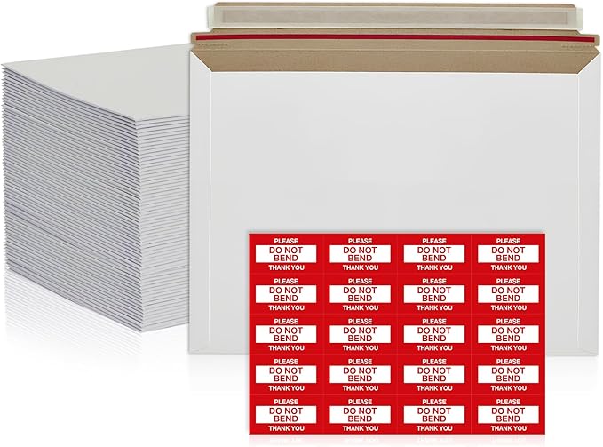 100 Pack 10x13.5 inches Rigid Mailers – Self-Seal White Cardboard Envelopes – Heavy-Duty Mailing Supplies for Documents, Photos, Magazines, and Literatur