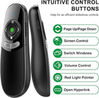 2 in 1 USB Type C Presentation Clicker with Green Laser Pointer, Wireless Presenter for PowerPoint Presentation PPT Clicker, 2.4GHz Presenter Remote Slide Advancer for MacBook/Computer