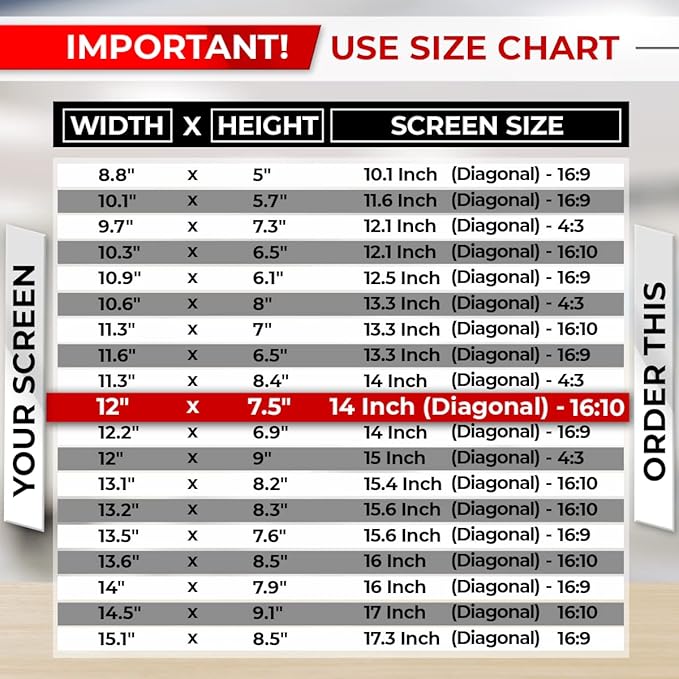 SightPro 14 Inch 16:10 Laptop Privacy Screen Filter - Computer Monitor Privacy Shield and Anti-Glare Protector