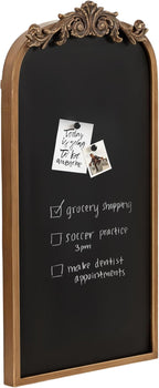 Kate and Laurel Arendahl Decorative Vintage Arch Chalkboard; 13 x 25; Gold; Framed Arched Ornate Magnetic Chalkboard for Unique Display; Decoration; and Organization