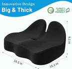CushZone Seat Cushion, Memory Foam Office Chair Cushions, Ergonomic Curved Design for Sciatica, Tailbone, Coccyx, Seat Support for Car, Desk Chair, Wheelchair, Enhances Long Sitting Comfort (Black)