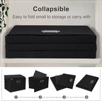 Graciadeco Large 17" 36 Quart Collapsible Stackable Storage Bins with Lids, 3 Packs Black Linen Fabric Closet Boxes with Lids, Storage Cube Baskets Container Organizers for Bedroom Office(17 x12 x11)