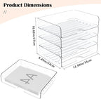 StorBin 4 Trays Paper Organizer Letter Tray, Acrylic Stackable Desk File Organizer, Clear Office Desk Organizer for File Paper, Ipad, Letter, A4 Office File, Books, Notes