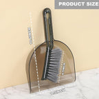 BSMstone Small Broom with Dustpan Combo Set Mini Broom and Brush Set Hand Sweeper for Cleaning Desk Office Kitchen Pet Nest (Transparent Grey)
