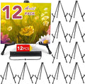 AROIC 12 Pack 14'' Tabletop Easels, Black Steel Table Top Easels for Display, Adjustable Portable Table Top Easel for Paintings, Signs, Posters,Frame Pictures(with 12 Bags)