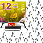 AROIC 12 Pack 14'' Tabletop Easels, Black Steel Table Top Easels for Display, Adjustable Portable Table Top Easel for Paintings, Signs, Posters,Frame Pictures(with 12 Bags)