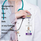 Badge Reel Retractable with ID Clip Text Acrylic Badge Reel Holder Name Badge Accessories for Nurse Office Worker Women Men